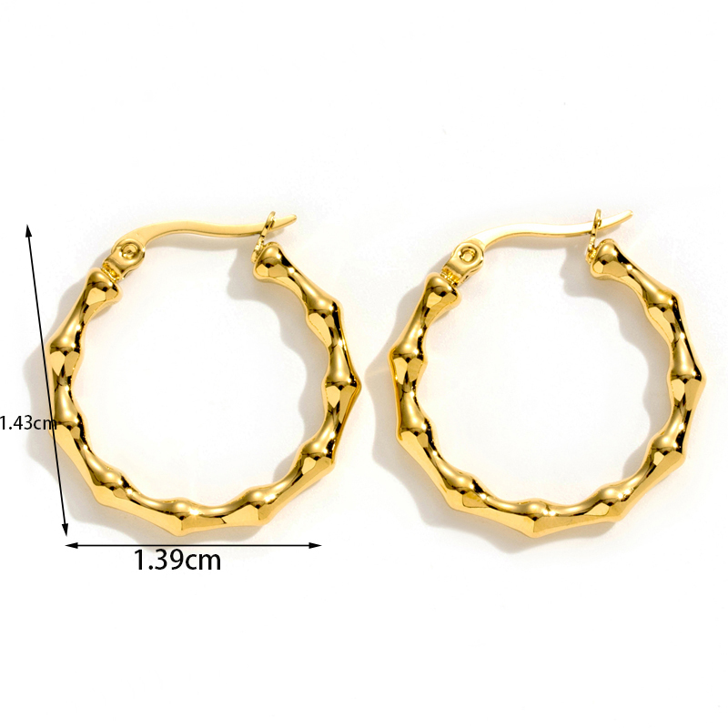 1 Pair Simple Style Bamboo Twist Dragon Plating Stainless Steel 18k Gold Plated Hoop Earrings display picture 2