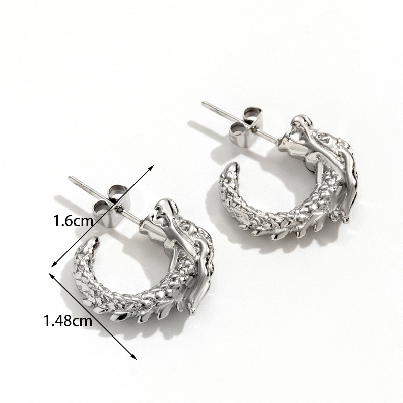 1 Pair Simple Style Bamboo Twist Dragon Plating Stainless Steel 18k Gold Plated Hoop Earrings display picture 4