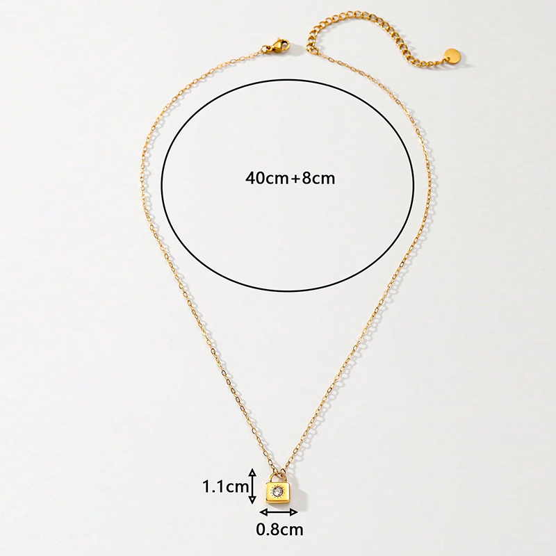 304 Stainless Steel 14K Gold Plated Elegant Retro Plating Inlay Lock Zircon display picture 2