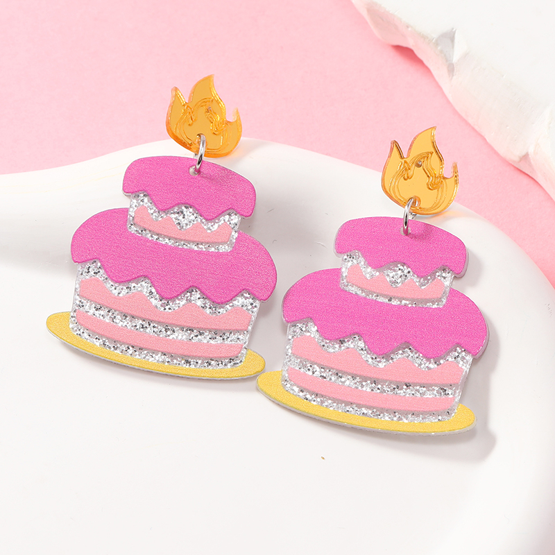 1 Pair Casual Elegant Vacation Letter Cake Arylic Drop Earrings display picture 6