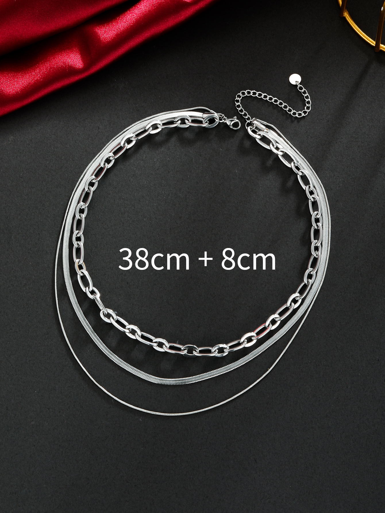 Casual Cool Style Solid Color 304 Stainless Steel Unisex Three Layer Necklace display picture 1