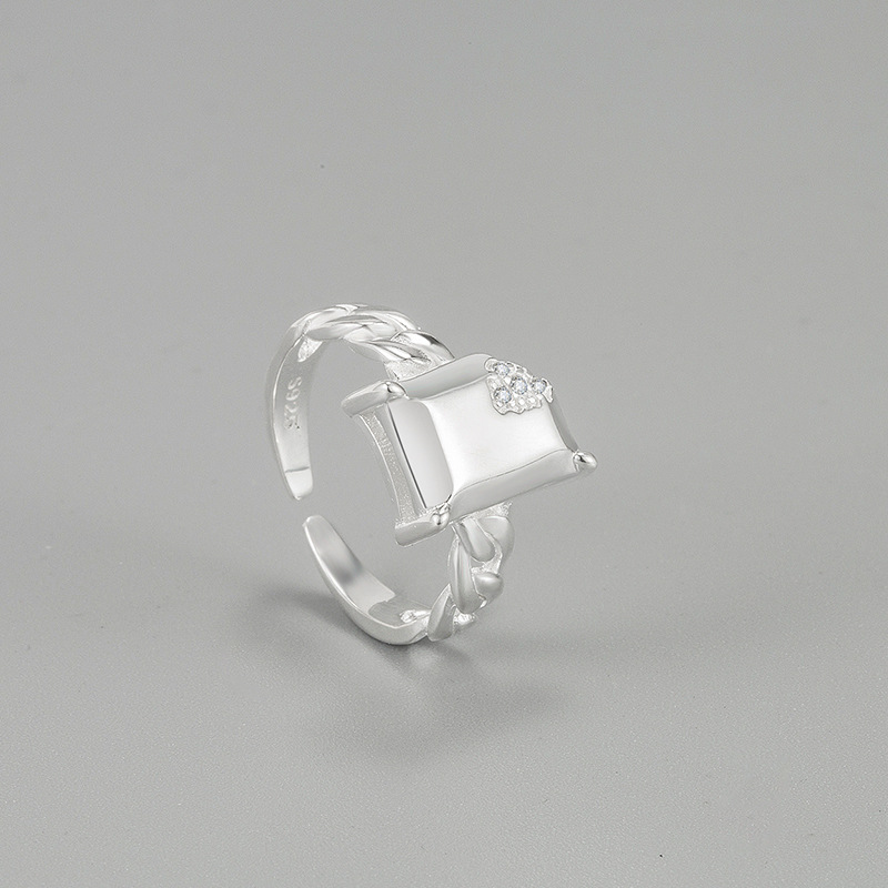Ig Style Geometric Sterling Silver Adjustable Ring display picture 2
