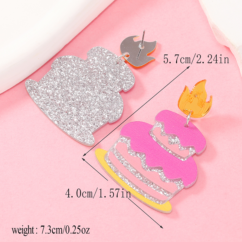 1 Pair Casual Elegant Vacation Letter Cake Arylic Drop Earrings display picture 7