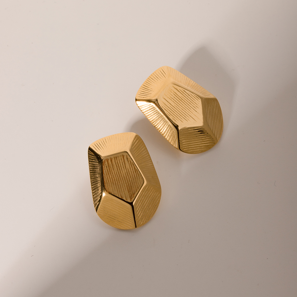 1 Pair Retro Geometric Plating 304 Stainless Steel 18K Gold Plated Ear Studs display picture 6