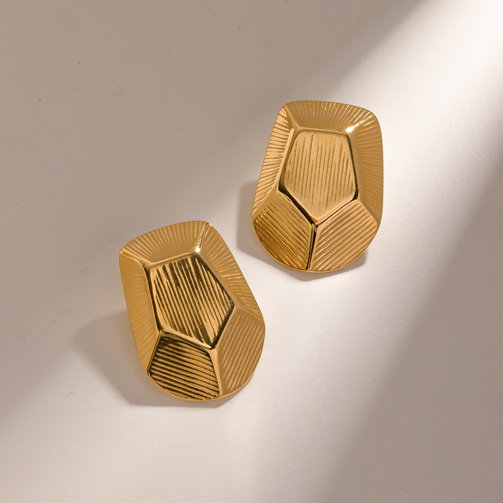 1 Pair Retro Geometric Plating 304 Stainless Steel 18K Gold Plated Ear Studs display picture 8