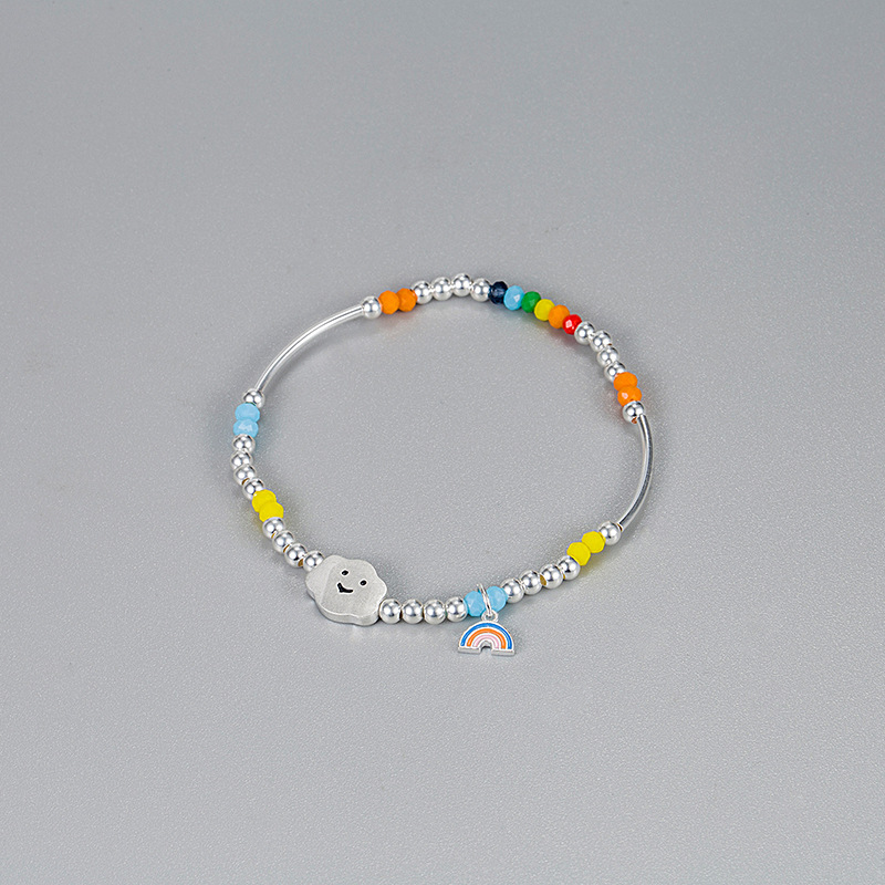 Casual Basic Clouds Rainbow Sterling Silver Bracelets display picture 1