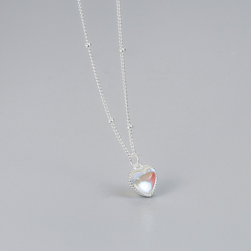 Basic Modern Style Heart Shape Sterling Silver Inlay Artificial Gemstones Pendant Necklace display picture 2