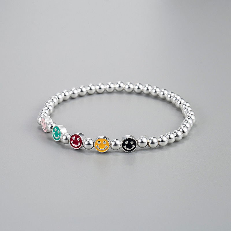 Basic Classic Style Streetwear Smiley Face Sterling Silver Epoxy Bracelets display picture 1