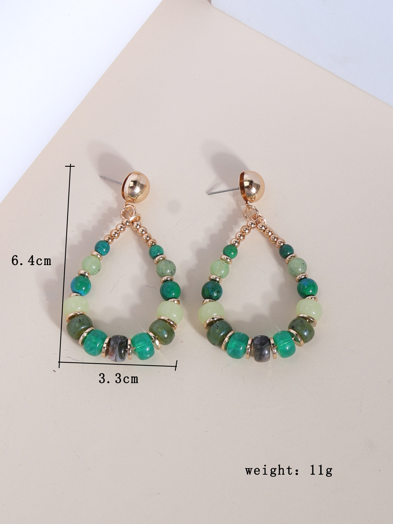 1 Pair Ethnic Style Streetwear Water Droplets Plating Beaded Synthetic Resin Shell 18k Gold Plated Drop Earrings display picture 2