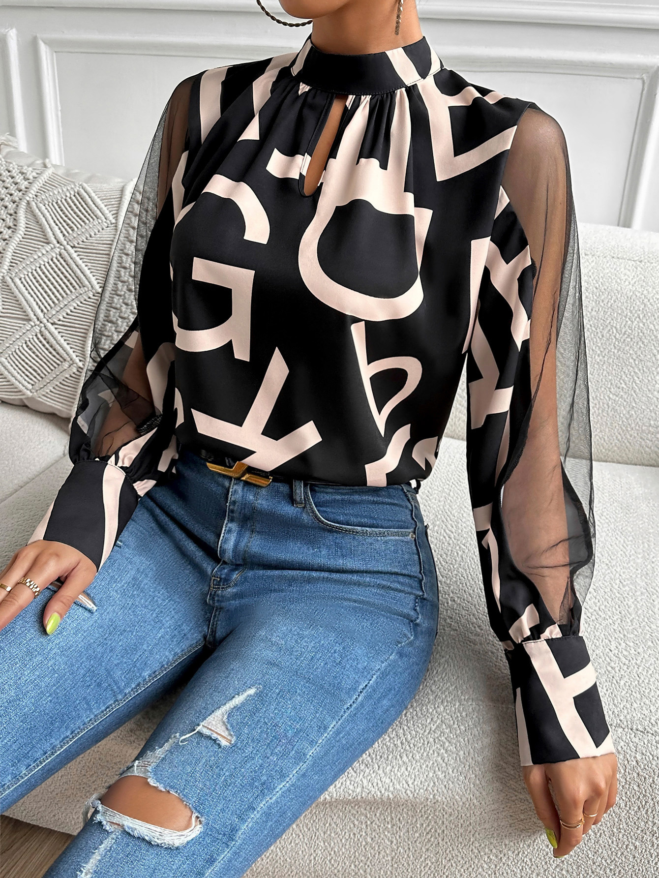 Women's Blouse Long Sleeve Blouses Printing Simple Style Letter display picture 1