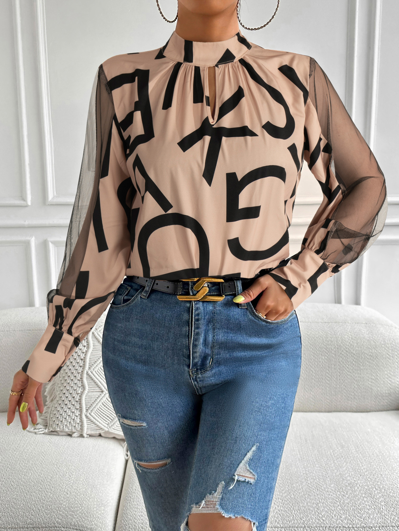 Women's Blouse Long Sleeve Blouses Printing Simple Style Letter display picture 2