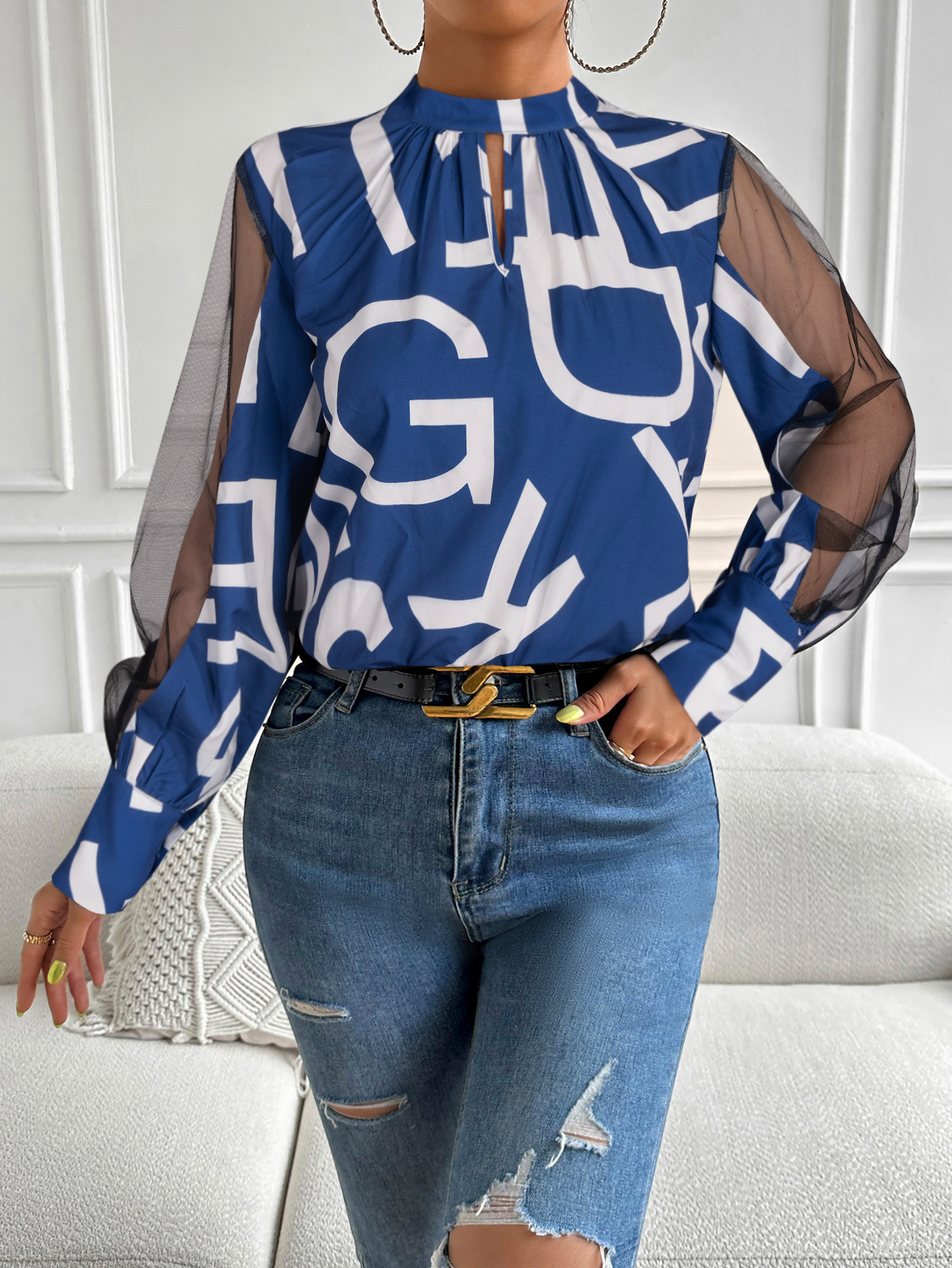 Women's Blouse Long Sleeve Blouses Printing Simple Style Letter display picture 4