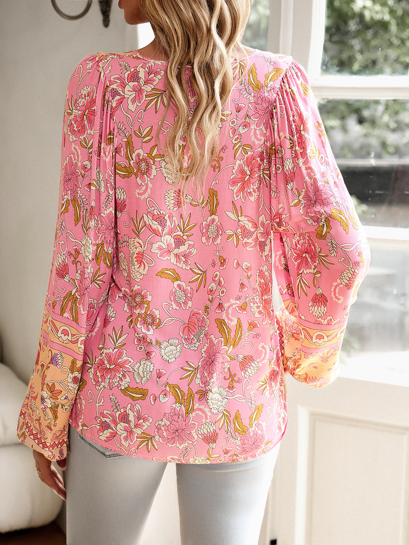Women's Blouse Long Sleeve Blouses Printing Casual Printing Flower display picture 2