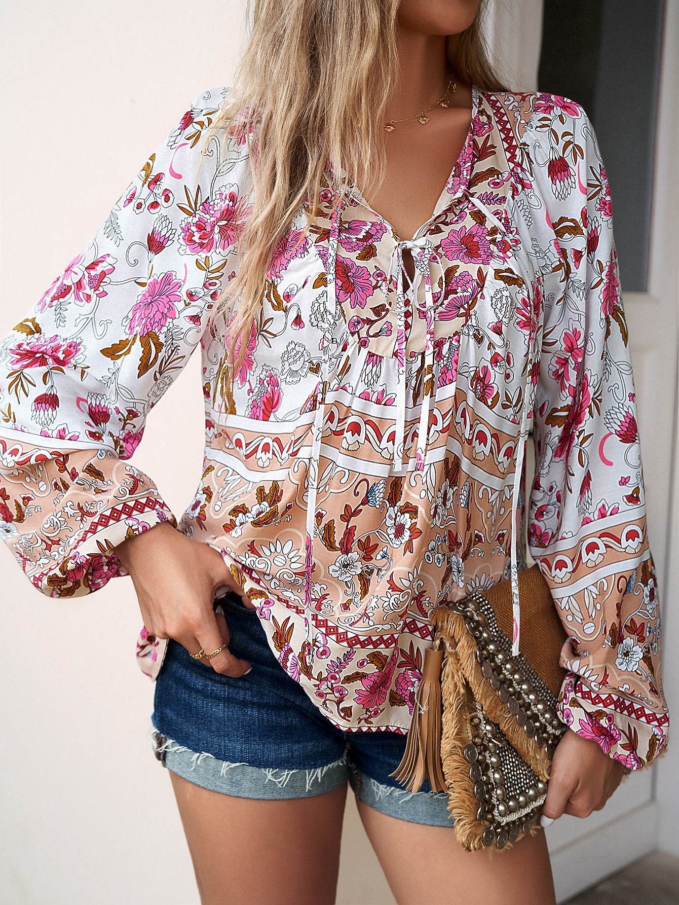 Women's Blouse Long Sleeve Blouses Printing Casual Printing Flower display picture 3