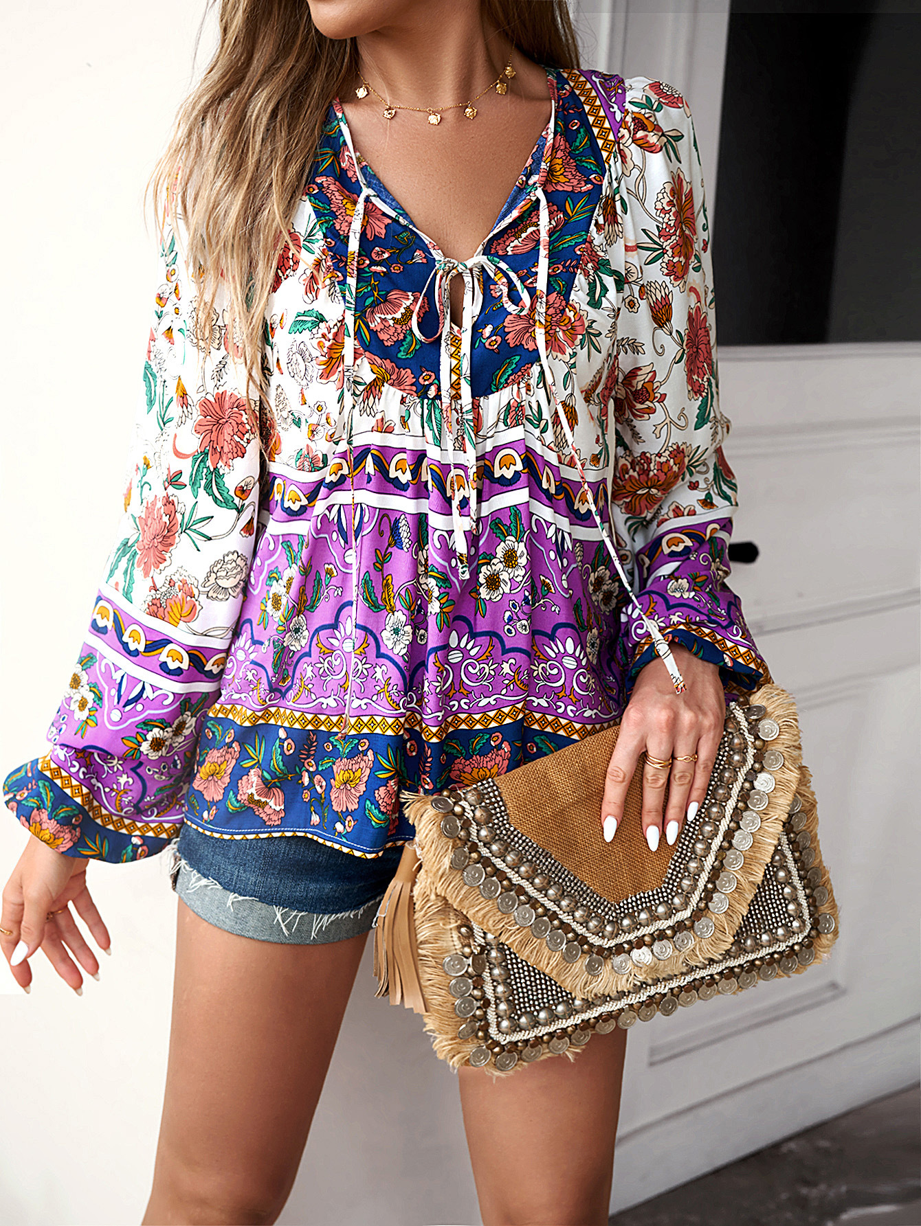 Women's Blouse Long Sleeve Blouses Printing Casual Printing Flower display picture 5