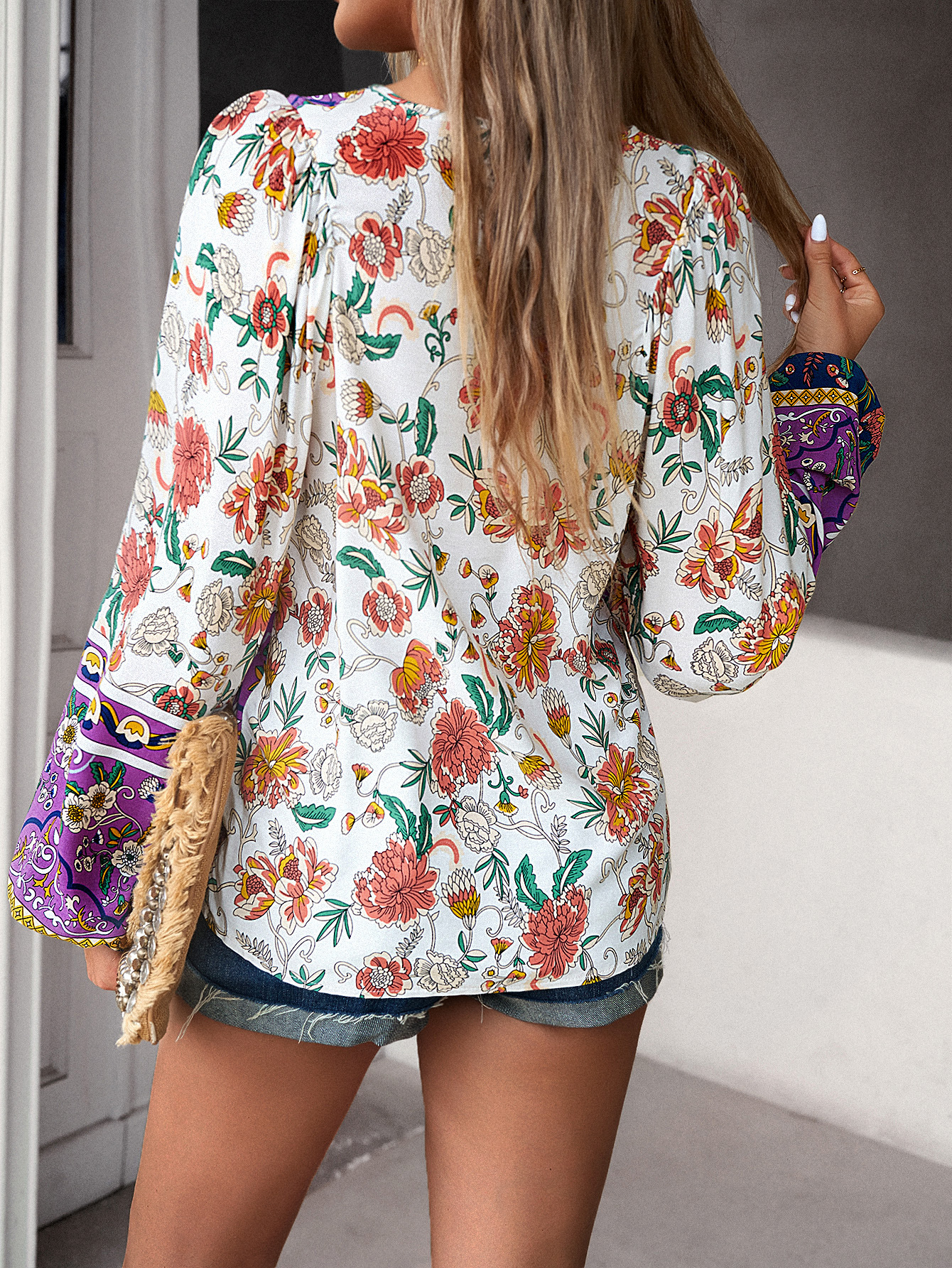 Women's Blouse Long Sleeve Blouses Printing Casual Printing Flower display picture 8