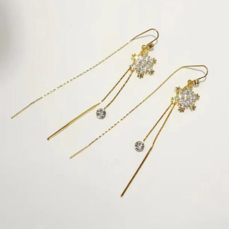 1 Pair Elegant Snowflake Artificial Crystal Drop Earrings display picture 5
