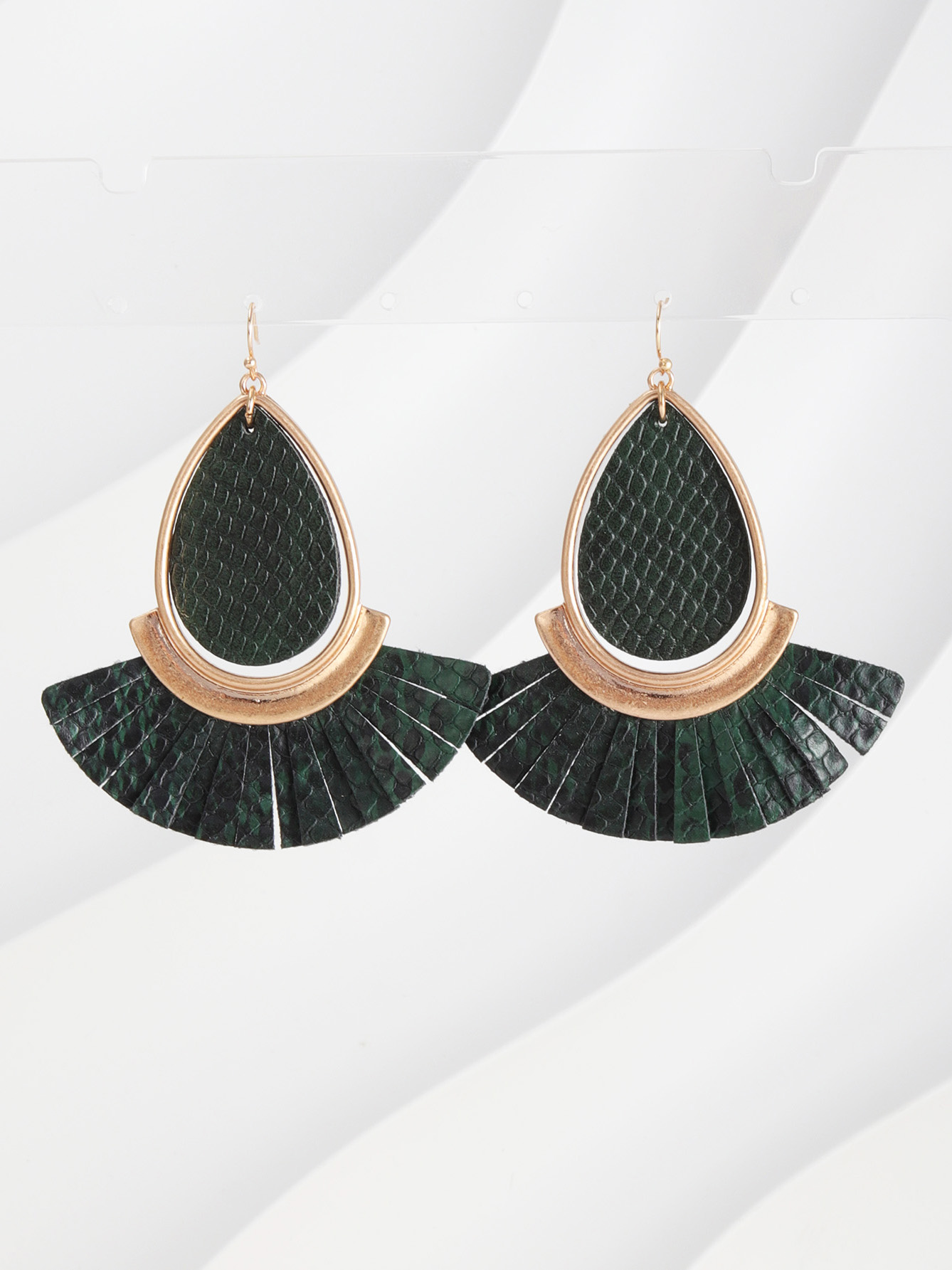 1 Pair Lady Ethnic Style Bohemian Water Droplets Plating Pu Leather Alloy 18k Gold Plated Drop Earrings display picture 1