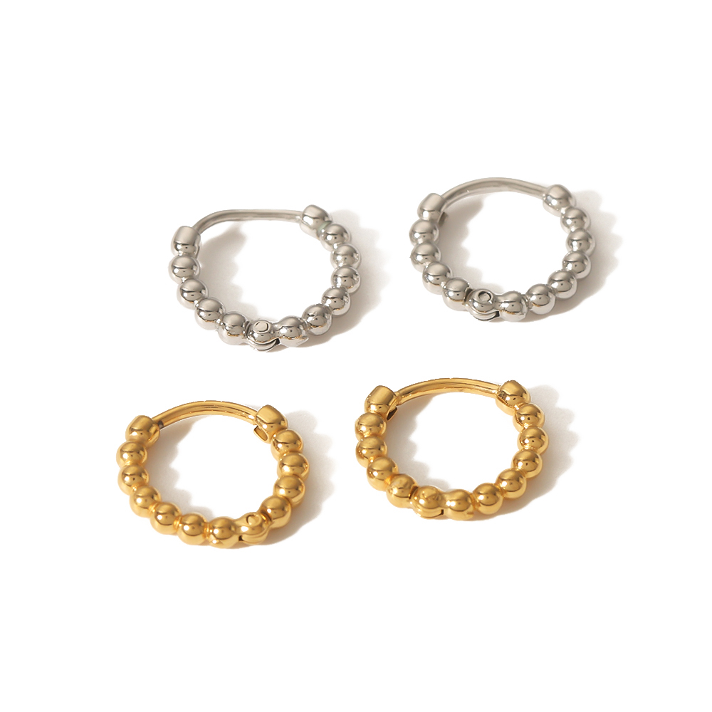 1 Pair Retro Circle Round Polishing Plating 304 Stainless Steel Ear Studs display picture 4