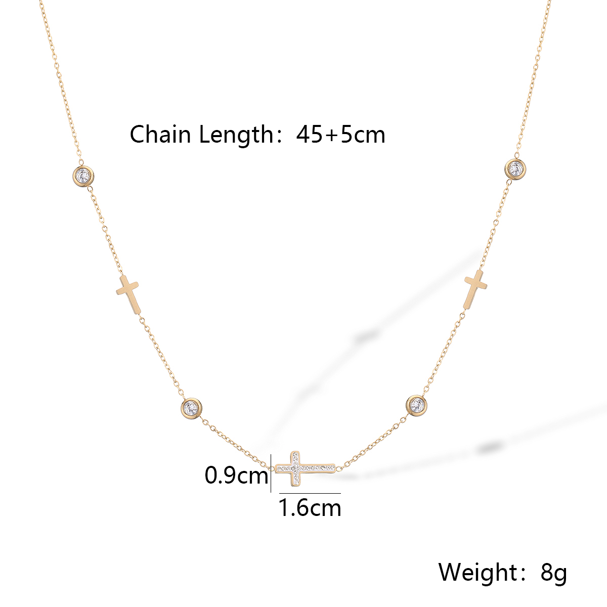 Acier Inoxydable 304 Plaqué Or 18K Style Simple Style Classique Placage Incruster Traverser Zircon Collier display picture 1