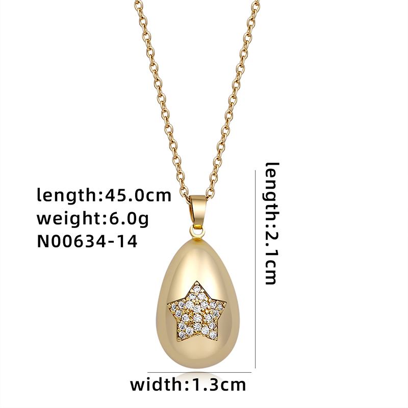 304 Stainless Steel Copper Simple Style Plating Inlay Geometric Solid Color Zircon Pendant Necklace display picture 2