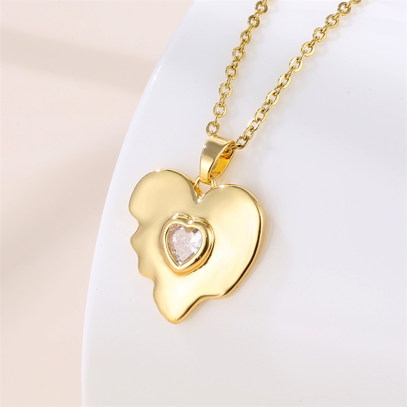 Stainless Steel Titanium Steel 18K Gold Plated Vintage Style Plating Inlay Round Heart Shape Snowflake Zircon Pendant Necklace display picture 11