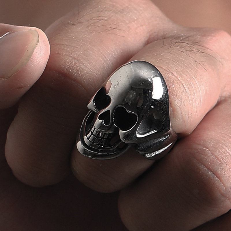 Hip-Hop Streetwear Skull Titanium Steel 18K Gold Plated Men's Rings display picture 1