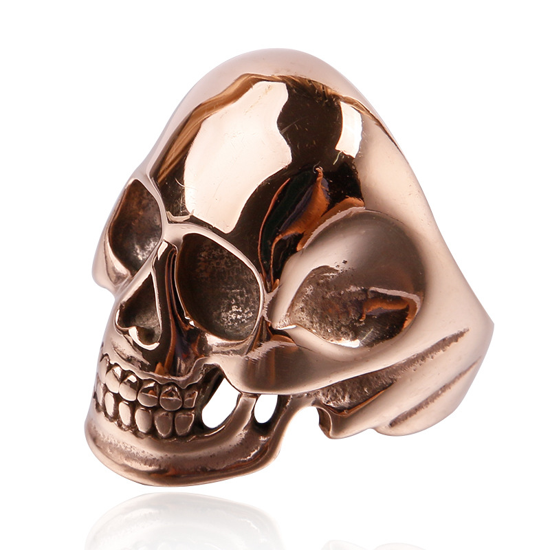Hip-Hop Streetwear Skull Titanium Steel 18K Gold Plated Men's Rings display picture 2