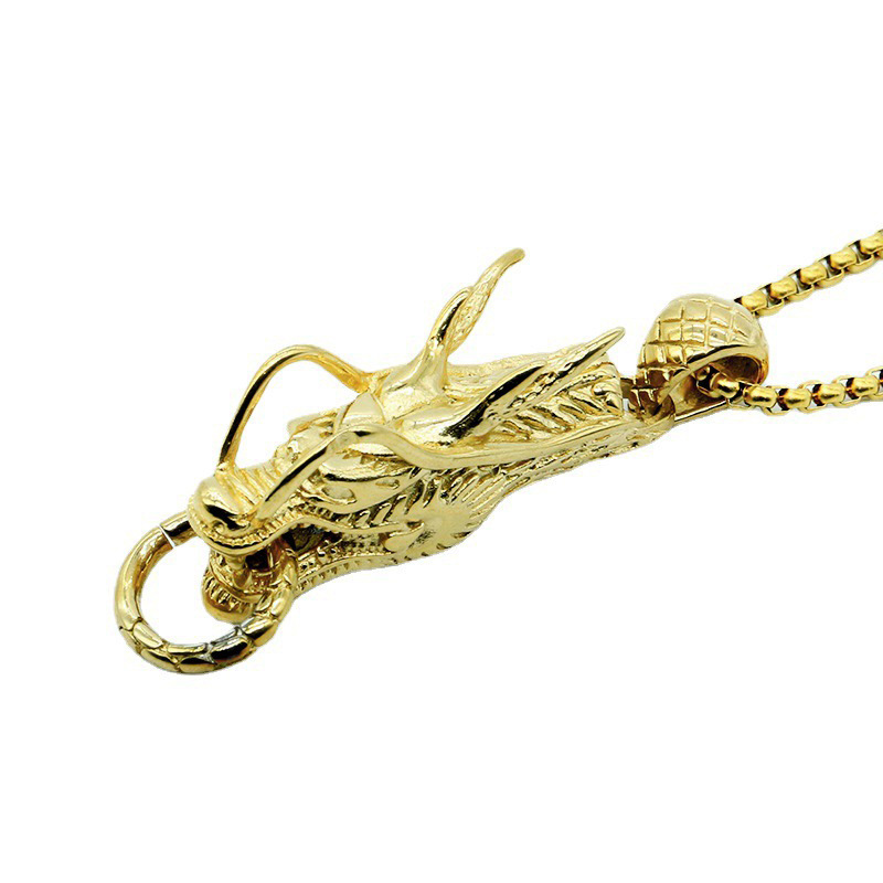 Hip-Hop Retro Dragon Titanium Steel Chain 18K Gold Plated Men's Pendant Necklace display picture 3