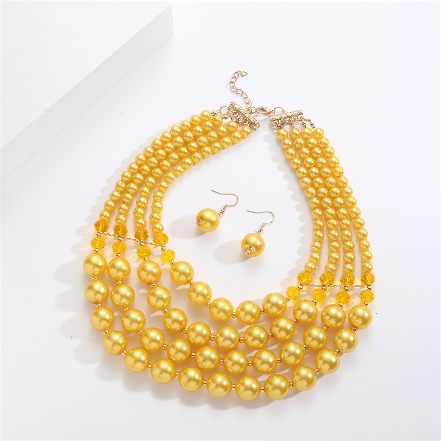 Einfacher Stil Runden Einfarbig Imitationsperle Perlen Überzug Vergoldet Frau Schmuck-set display picture 2