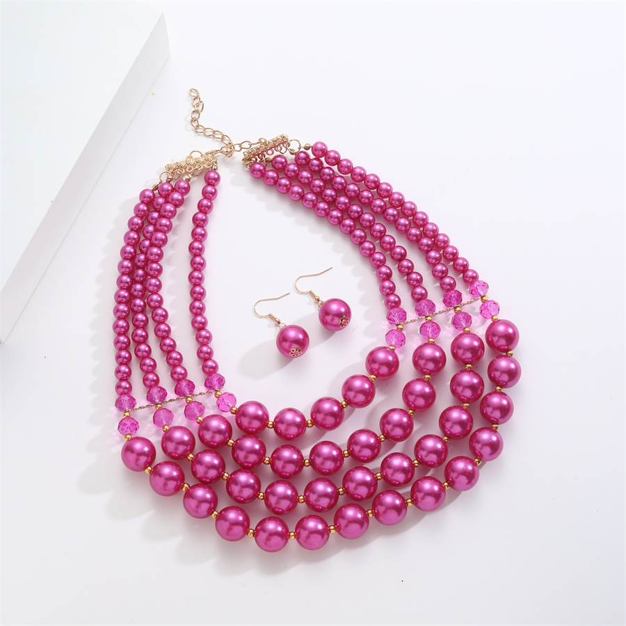 Einfacher Stil Runden Einfarbig Imitationsperle Perlen Überzug Vergoldet Frau Schmuck-set display picture 4