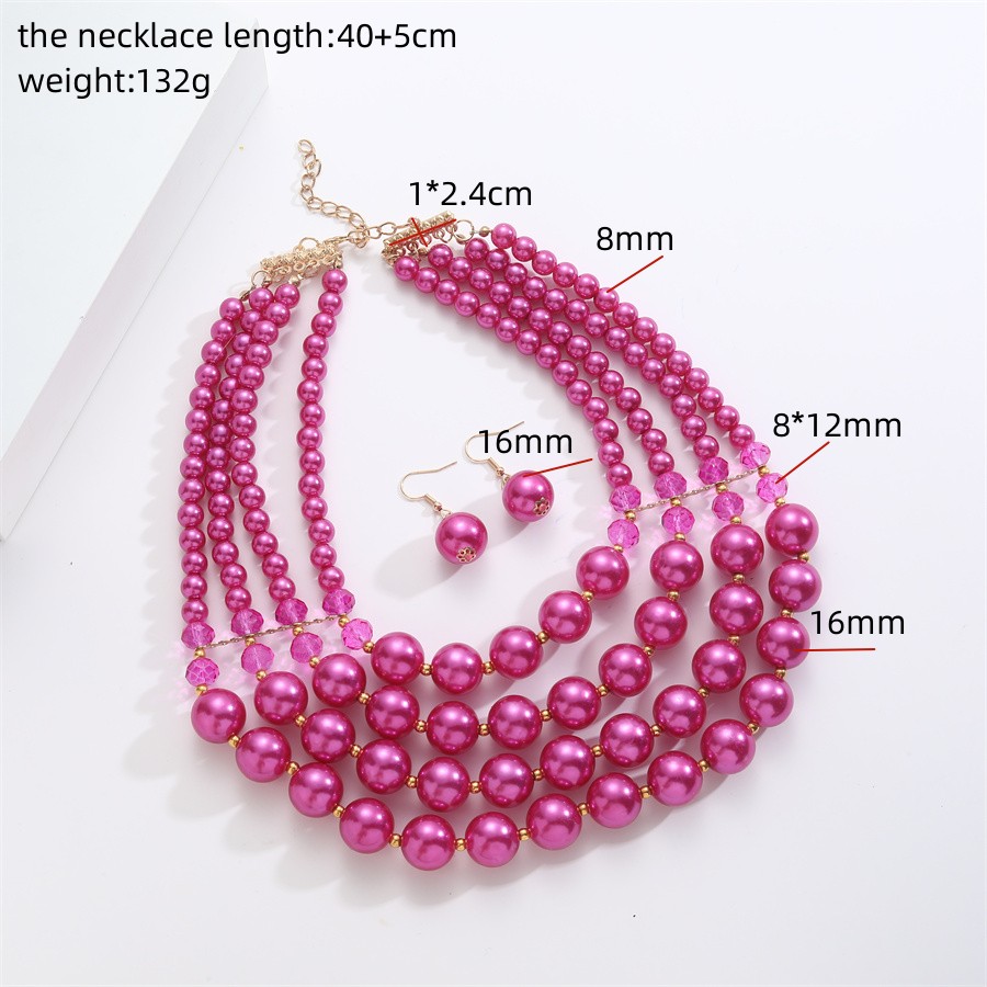 Simple Style Round Solid Color Imitation Pearl Beaded Plating Gold Plated Women's Jewelry Set display picture 6