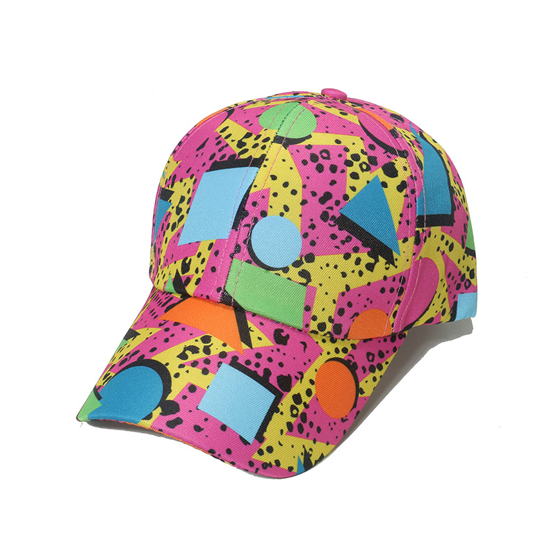 Unisex Vintage Style Geometric Color Block Printing Curved Eaves Baseball Cap display picture 4