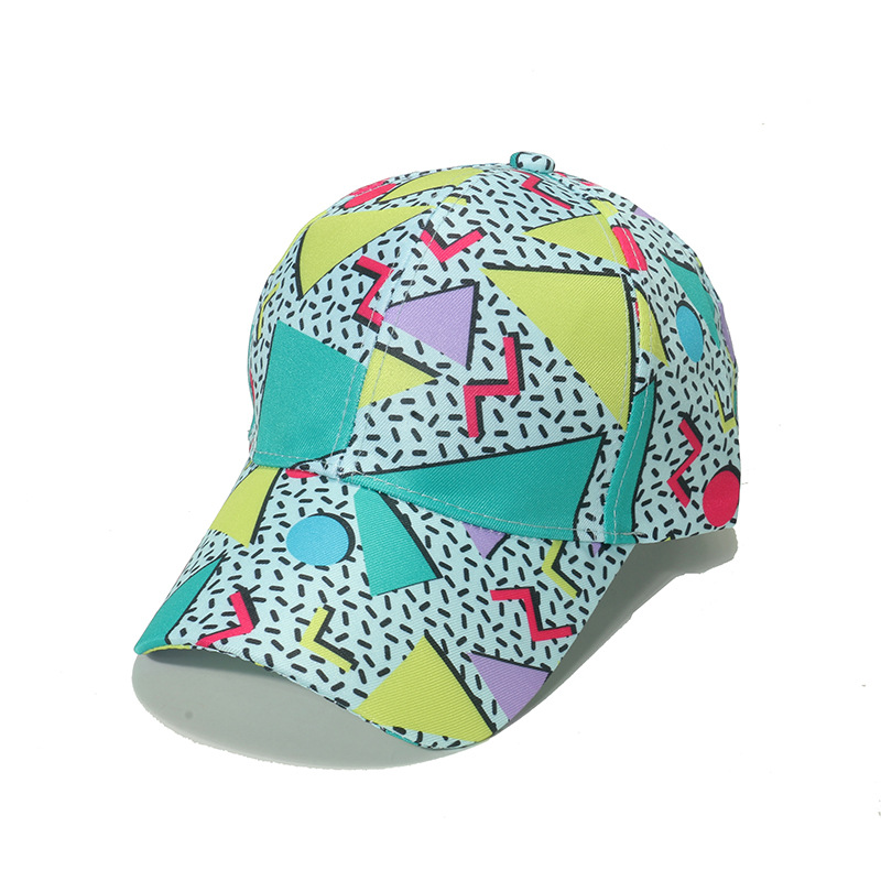 Unisex Vintage Style Geometric Color Block Printing Curved Eaves Baseball Cap display picture 3