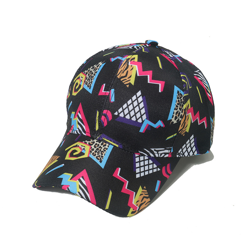 Unisex Vintage Style Geometric Color Block Printing Curved Eaves Baseball Cap display picture 2