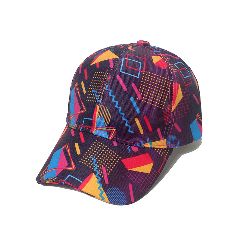 Unisex Vintage Style Geometric Color Block Printing Curved Eaves Baseball Cap display picture 5