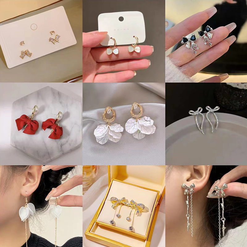 Wholesale Jewelry Elegant Lady Bow Knot Alloy Rhinestones 14k Gold Plated Plating Inlay Drop Earrings display picture 1