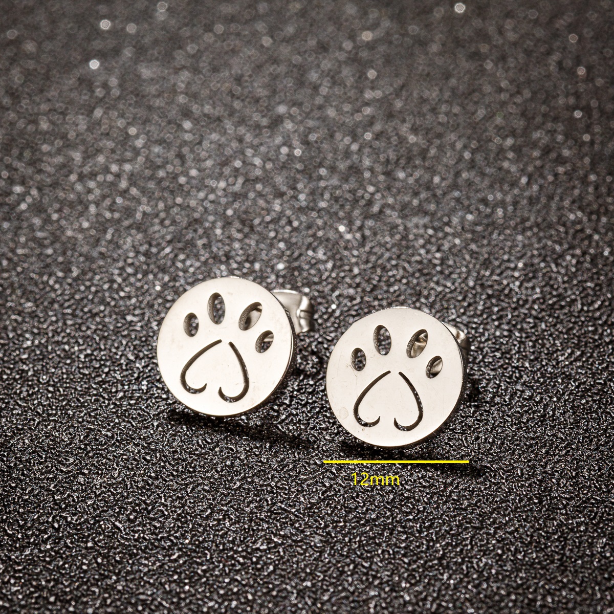 1 Pair Sweet Simple Style Paw Print Plating Stainless Steel 18k Gold Plated Ear Studs display picture 2