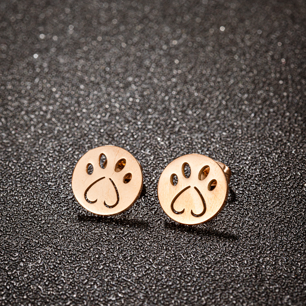 1 Pair Sweet Simple Style Paw Print Plating Stainless Steel 18k Gold Plated Ear Studs display picture 7