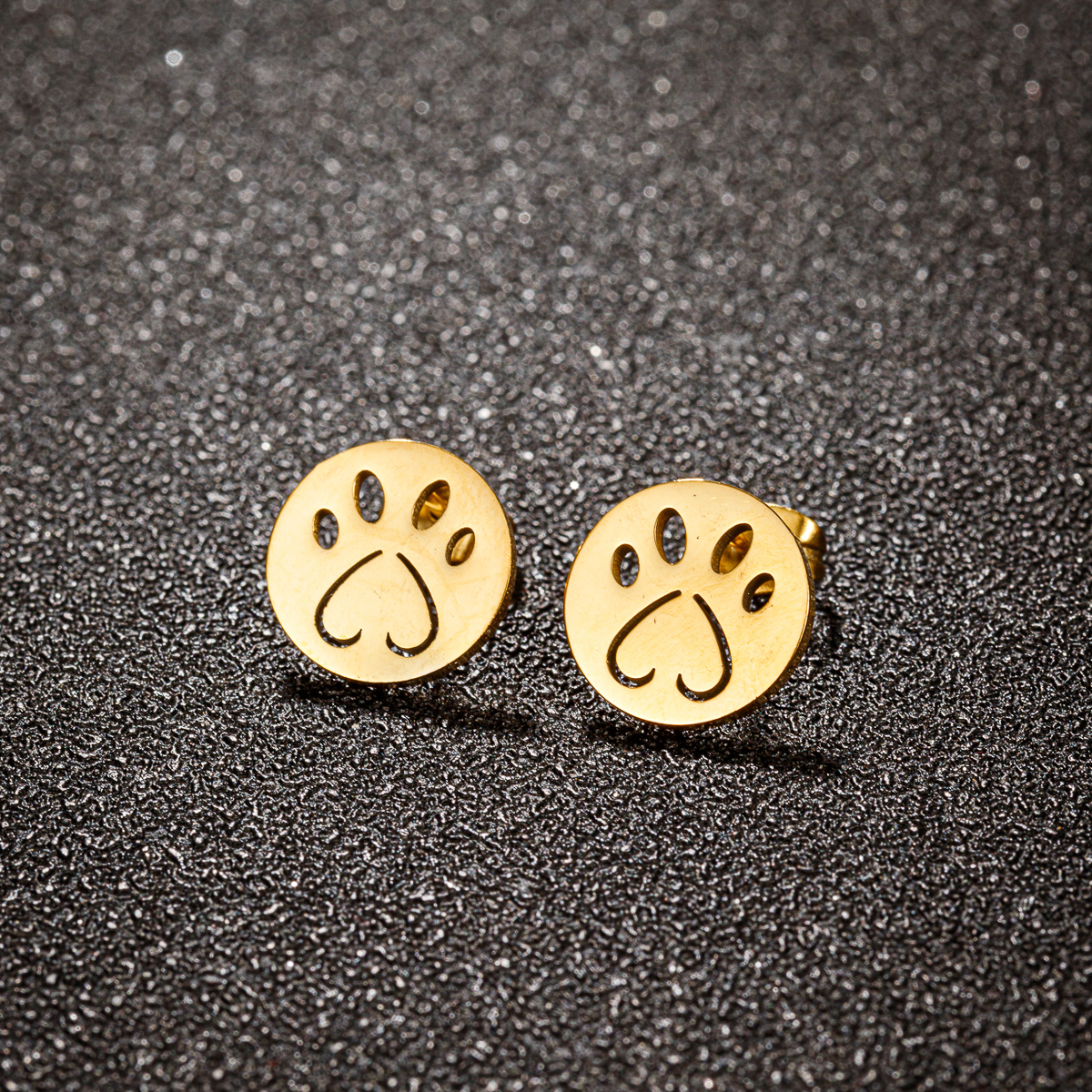 1 Pair Sweet Simple Style Paw Print Plating Stainless Steel 18k Gold Plated Ear Studs display picture 8