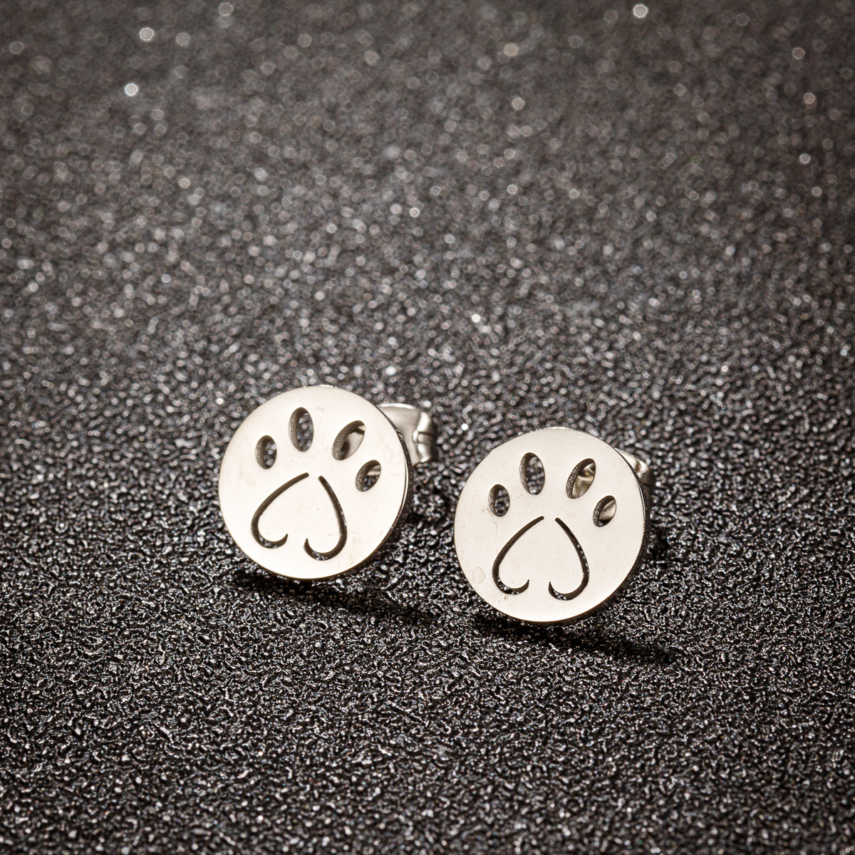 1 Pair Sweet Simple Style Paw Print Plating Stainless Steel 18k Gold Plated Ear Studs display picture 9