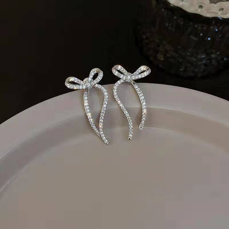 Wholesale Jewelry Elegant Lady Bow Knot Alloy Rhinestones 14k Gold Plated Plating Inlay Drop Earrings display picture 10