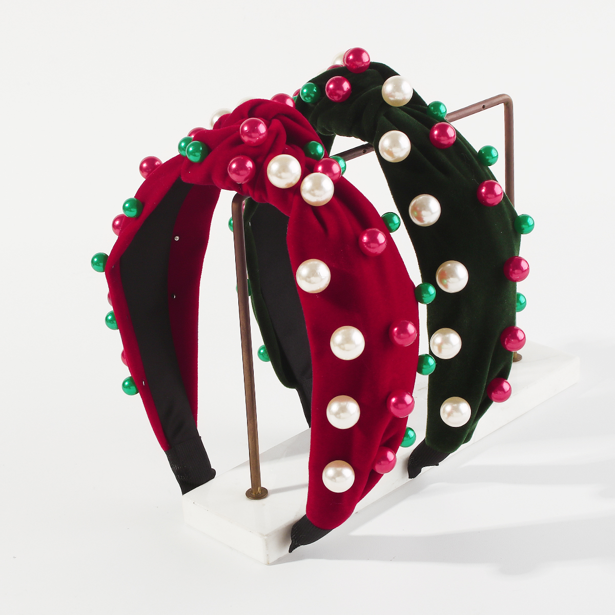 Weihnachten Moderner Stil Einfacher Stil Geometrisch Künstliche Perle Flanell Haarband display picture 3