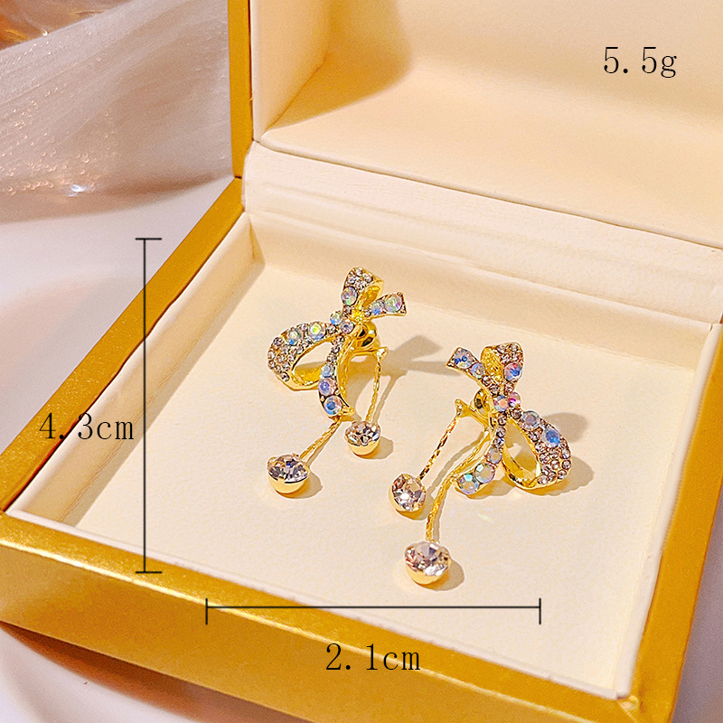 Wholesale Jewelry Elegant Lady Bow Knot Alloy Rhinestones 14k Gold Plated Plating Inlay Drop Earrings display picture 17