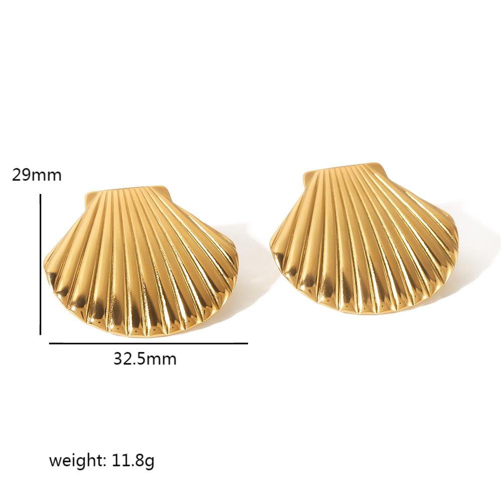 1 Pair Retro Lady Shell Plating 304 Stainless Steel Ear Studs display picture 8