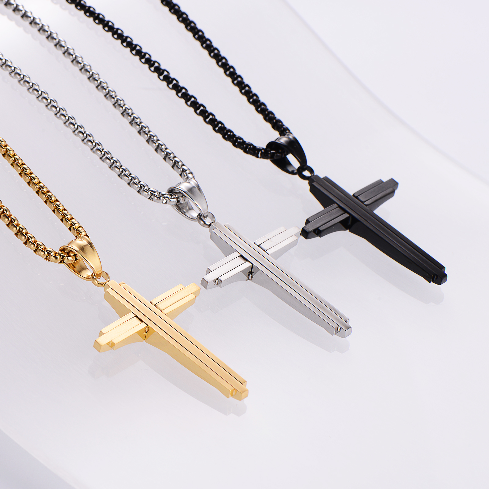 304 Stainless Steel 18K Gold Plated Rose Gold Plated Hip-Hop Streetwear Plating Cross display picture 1
