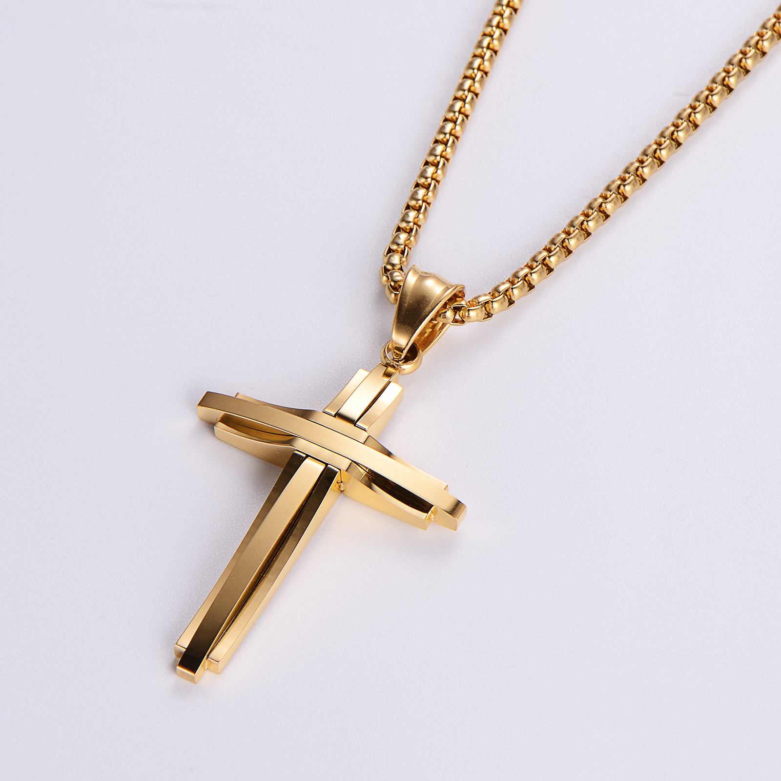 304 Stainless Steel 18K Gold Plated Rose Gold Plated Hip-Hop Streetwear Plating Cross display picture 4