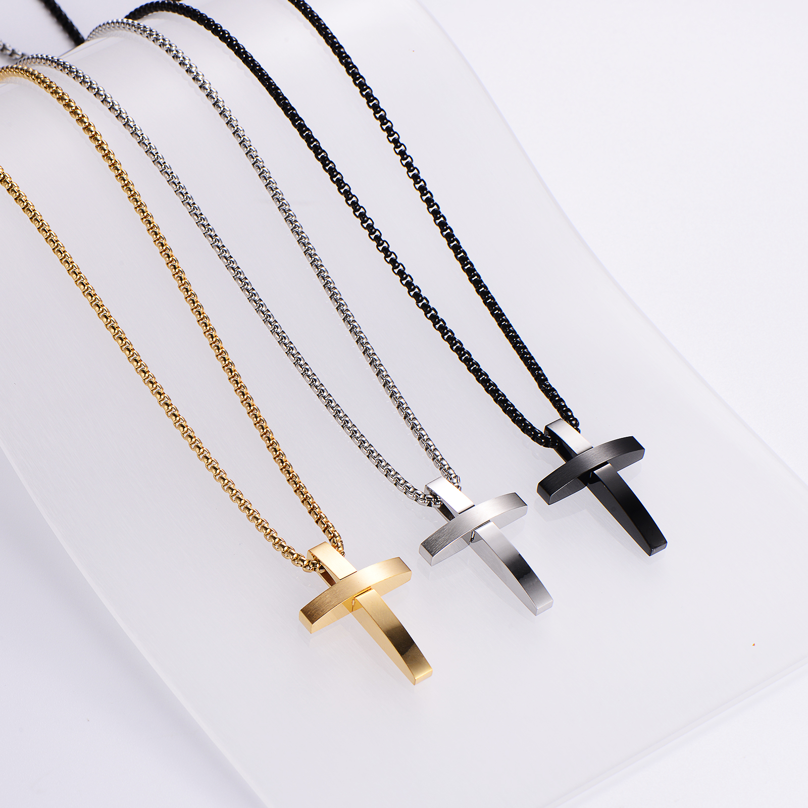 Hip-hop Rock Streetwear Cross Stainless Steel Plating Unisex Pendant Necklace display picture 5