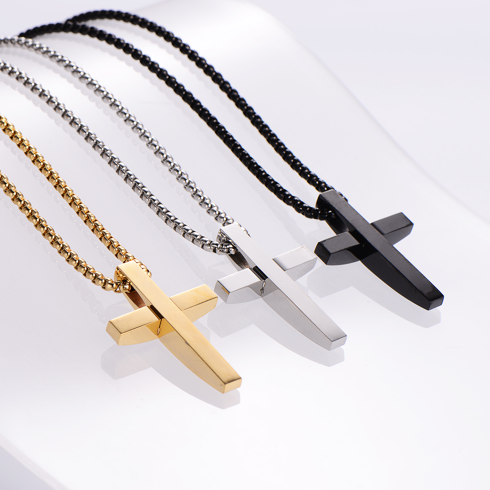 Hip-hop Rock Streetwear Cross Stainless Steel Plating Unisex Pendant Necklace display picture 1