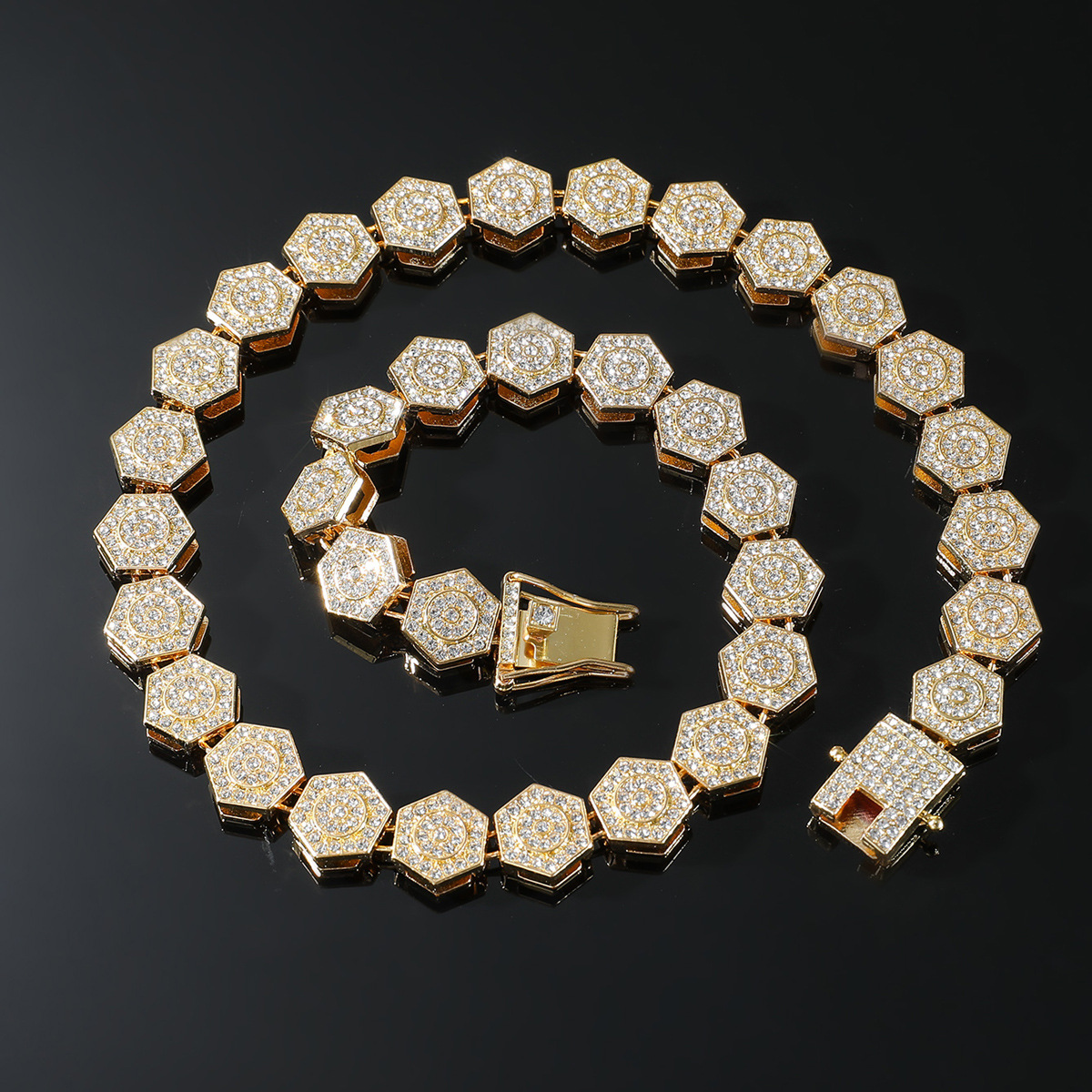 Hip-hop Geometric Alloy Inlay Zircon Men's Bracelets Necklace display picture 1